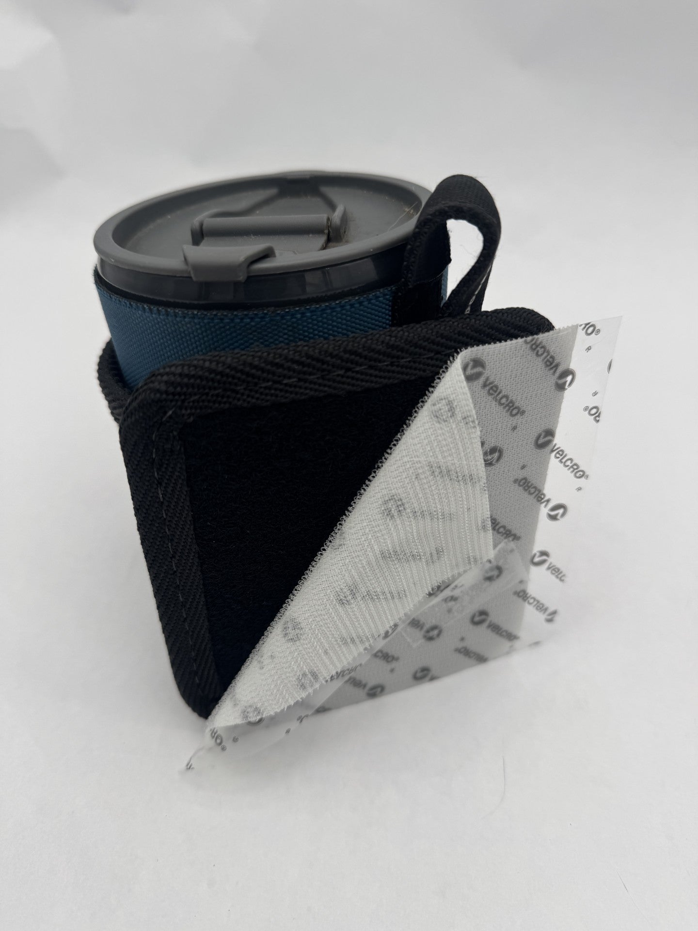 Sailboat Cup Holder – Marine PVC Mesh Drink Holder with Hook-and-Loop Backing (Light Gray)