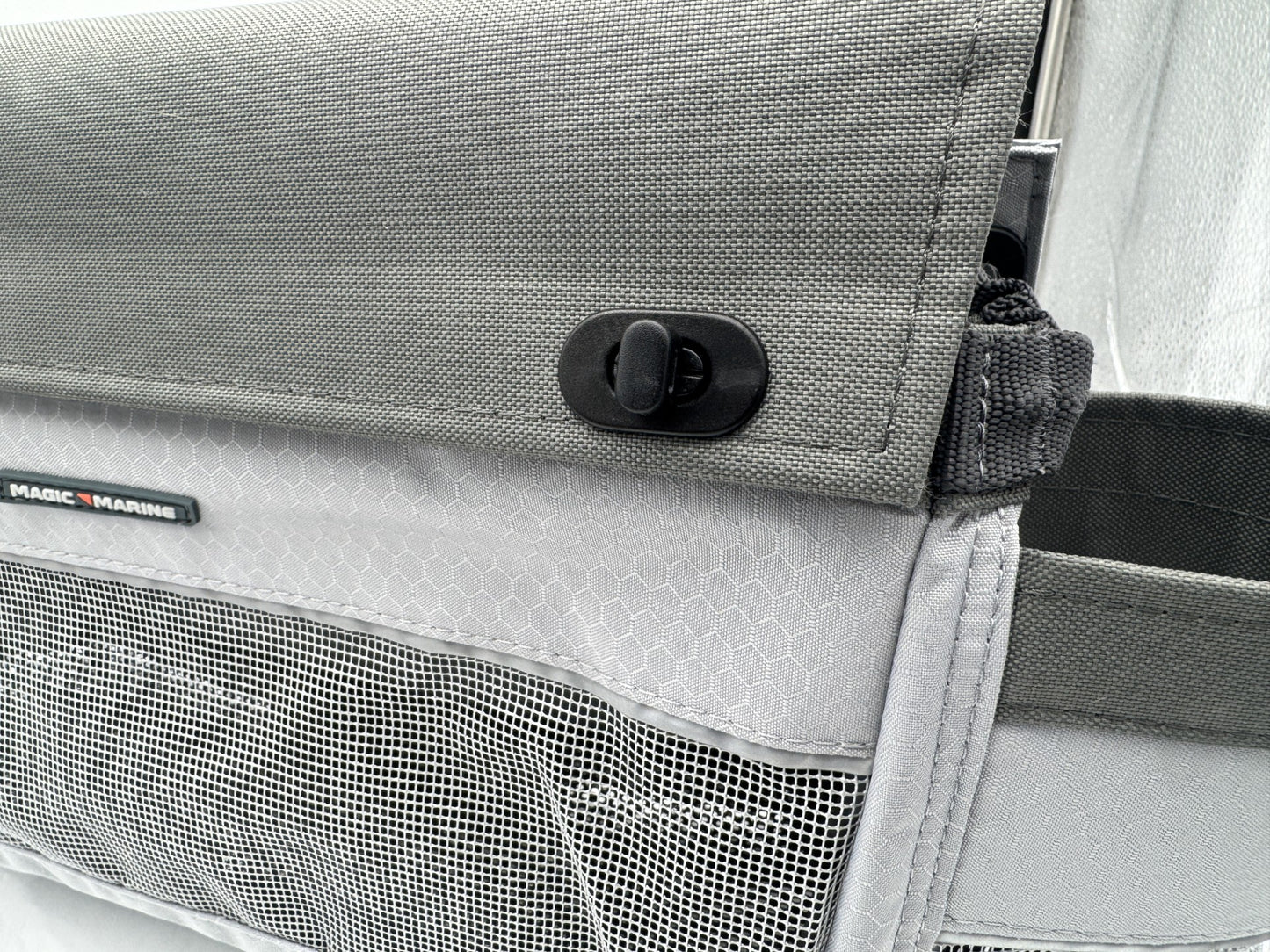 Magic Marine Sailboat Cockpit Rope & Halyard Storage Bag with Cup Holders and Protective Lid – Medium 16×10×4 inch, Gray